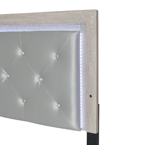 Jaylen Cream Queen LED Panel Bed by Crown Mark at Eve Furniture