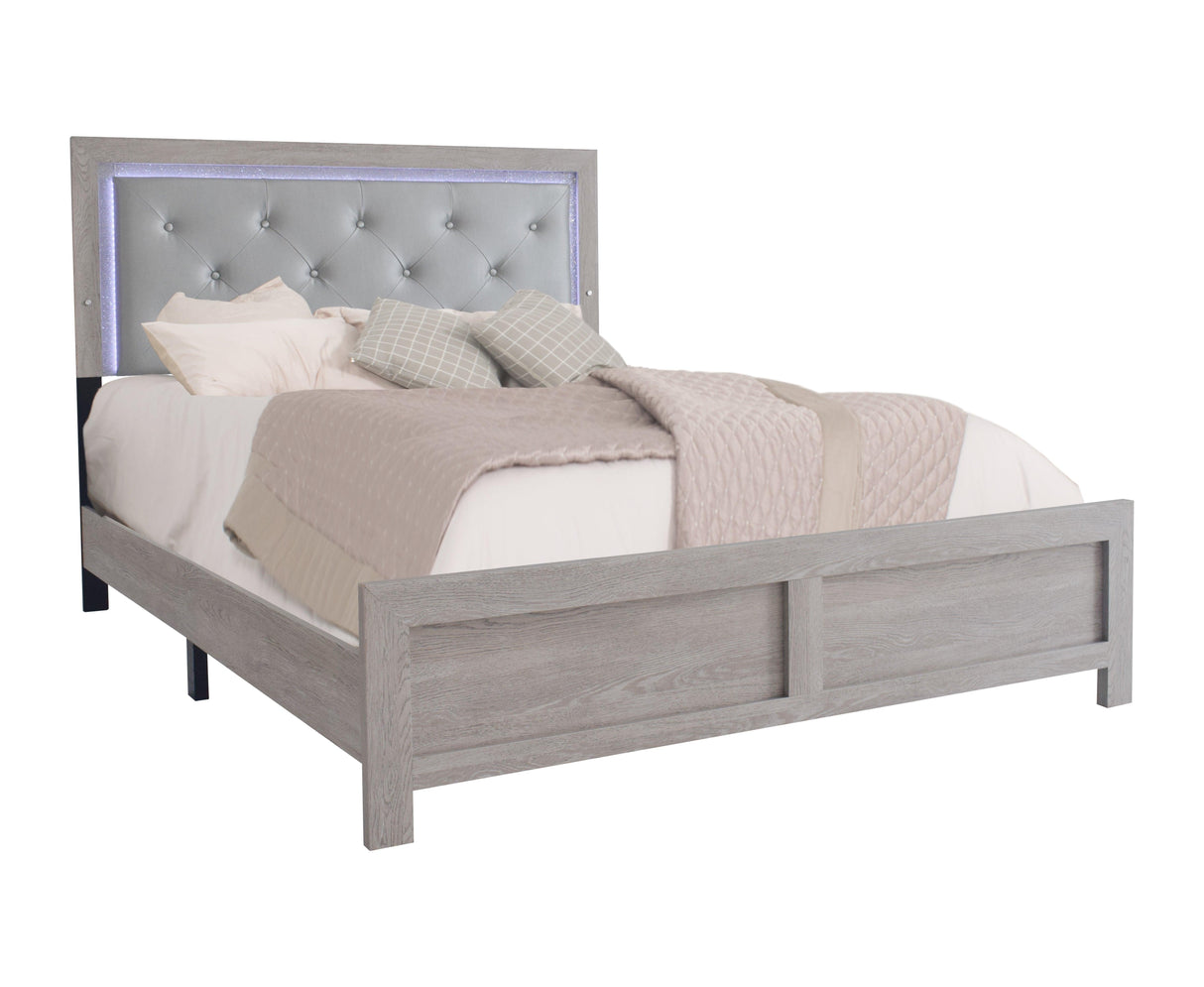 Jaylen Cream Queen LED Panel Bed by Crown Mark at Eve Furniture