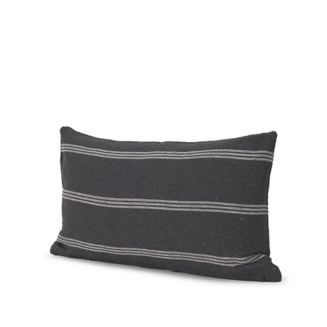 Jayme Gray and White Striped Cotton Decorative Lumbar Pillow Cover by Mercana at Eve Furniture