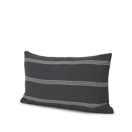 Jayme Gray/White Striped Cotton Lumbar Pillow Cover w/Filler, Set of 2 by Mercana at Eve Furniture