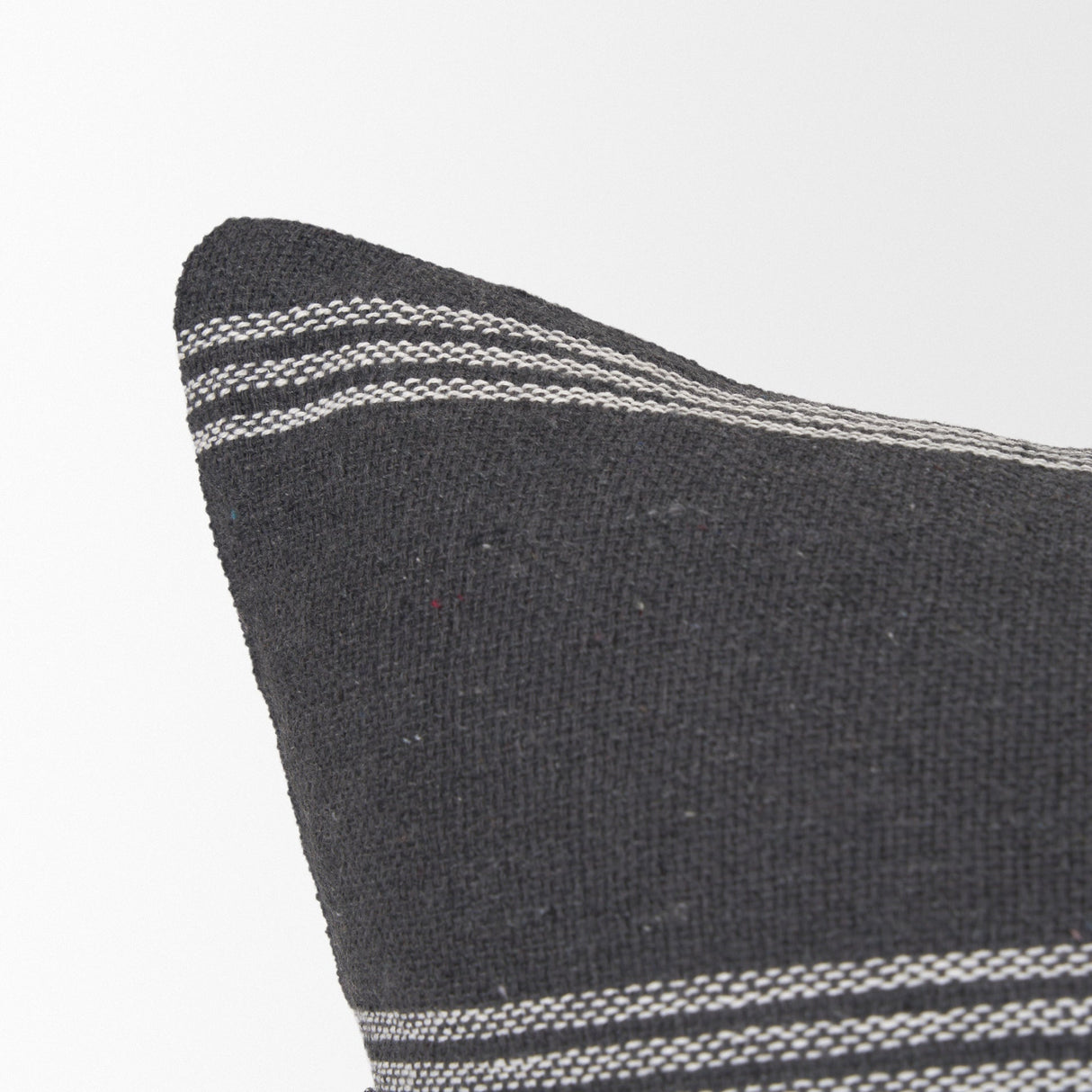 Jayme Gray/White Striped Cotton Lumbar Pillow Cover w/Filler, Set of 2 by Mercana at Eve Furniture