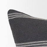 Jayme Gray/White Striped Cotton Lumbar Pillow Cover w/Filler, Set of 2 by Mercana at Eve Furniture