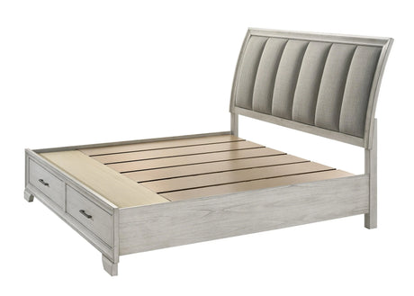 Jaymes White Mist King Footboard Storage Platform Bed by Crown Mark at Eve Furniture