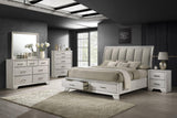 Jaymes White Mist Queen Footboard Storage Platform Bed by Crown Mark at Eve Furniture