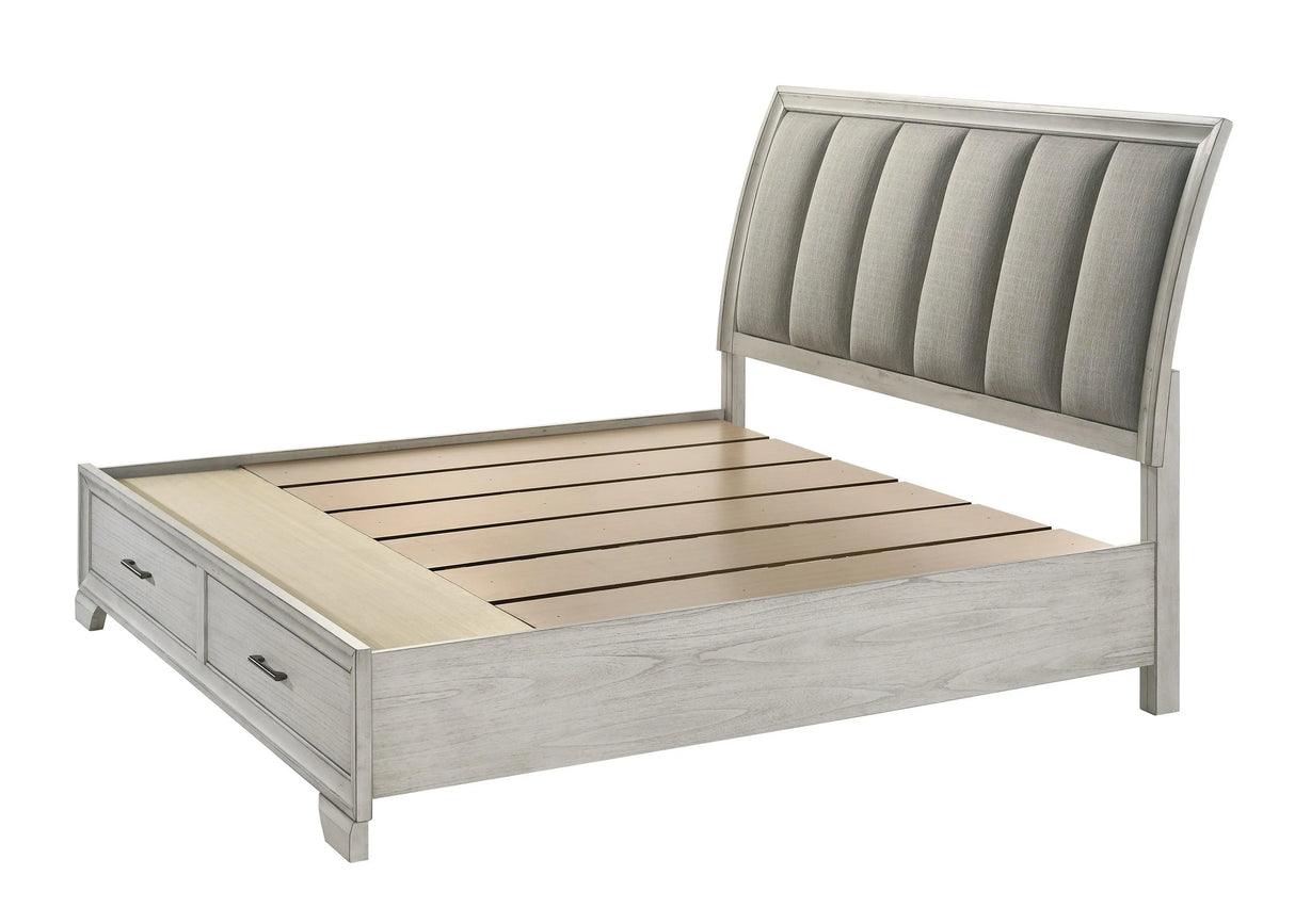 Jaymes White Mist Queen Footboard Storage Platform Bed by Crown Mark at Eve Furniture