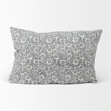 Jayne Cream w/ Indigo Print Linen Lumbar Decorative Pillow Cover by Mercana at Eve Furniture