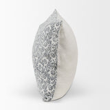 Jayne Cream w/ Indigo Print Linen Lumbar Decorative Pillow Cover by Mercana at Eve Furniture