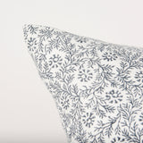 Jayne Cream w/ Indigo Print Linen Lumbar Decorative Pillow Cover by Mercana at Eve Furniture