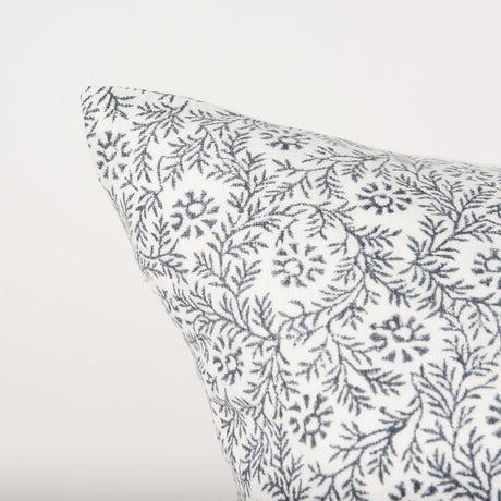 Jayne Cream w/ Indigo Print Linen Lumbar Decorative Pillow Cover by Mercana at Eve Furniture
