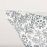 Jayne Cream w/ Indigo Print Linen Lumbar Decorative Pillow Cover by Mercana at Eve Furniture