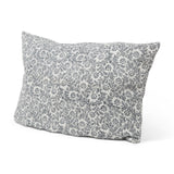 Jayne Cream w/ Indigo Print Linen Lumbar Decorative Pillow Cover by Mercana at Eve Furniture