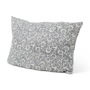 Jayne Cream w/ Indigo Print Linen Lumbar Decorative Pillow Cover by Mercana at Eve Furniture