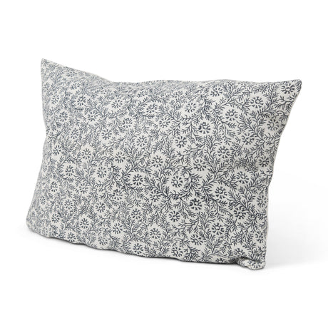 Jayne Cream w/ Indigo Print Linen Lumbar Decorative Pillow Cover by Mercana at Eve Furniture