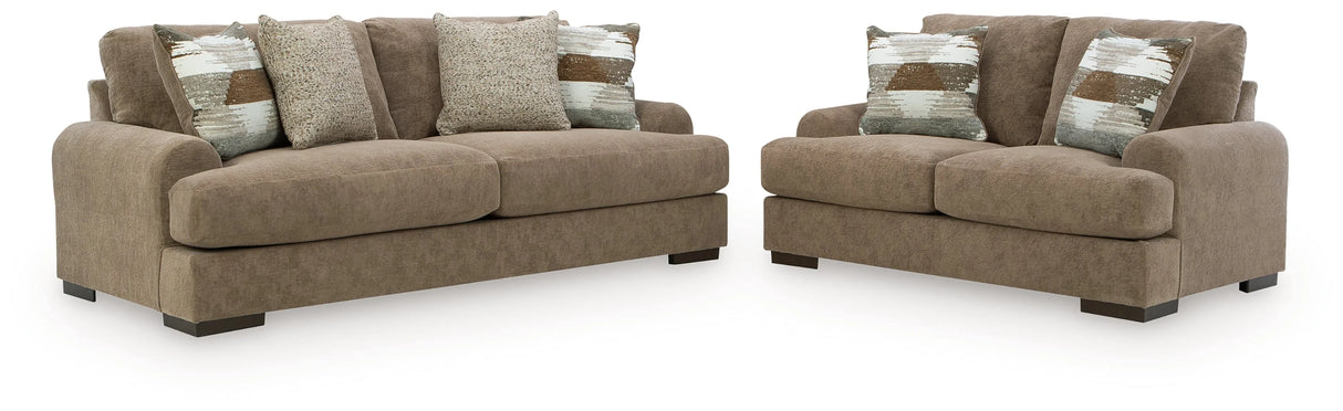 Jayne Park Pecan Sofa and Loveseat by Ashley at Eve Furniture