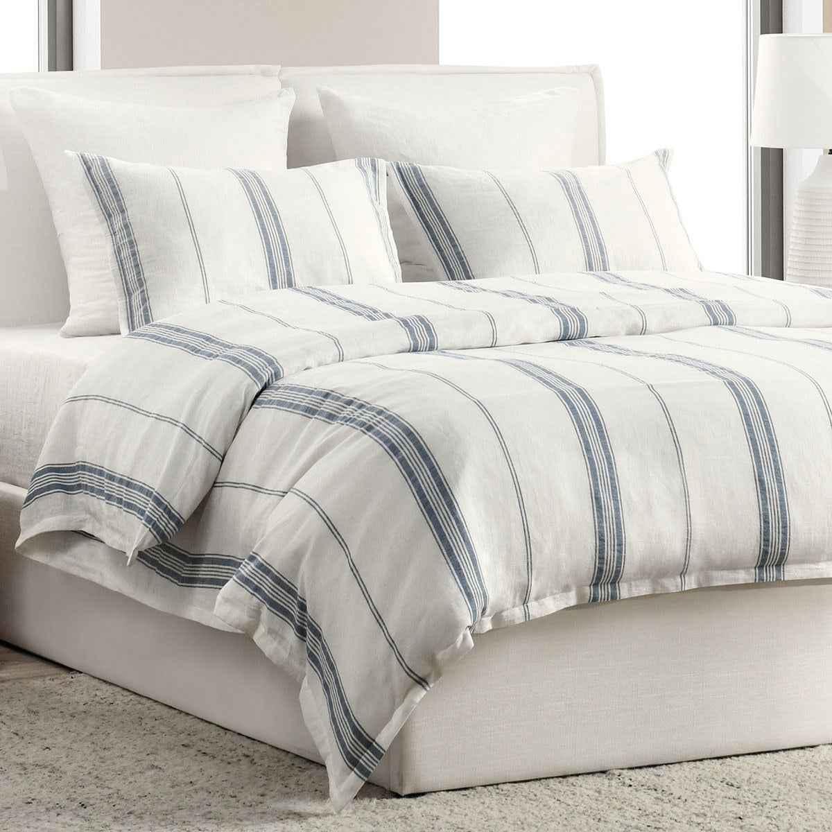 Jayson Blue Stripe Linen Cashmere Duvet Collection by Classic Home at Eve Furniture