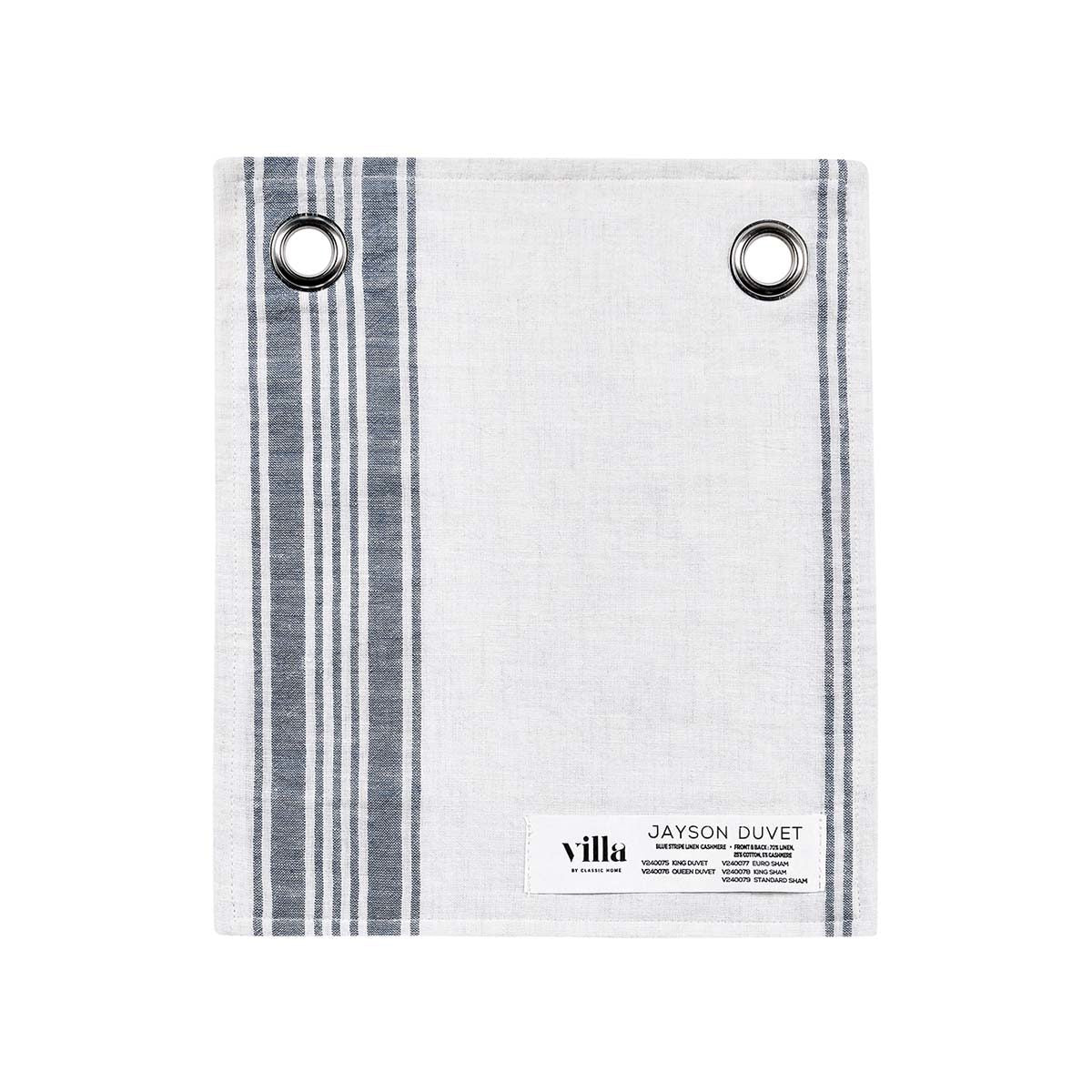 Jayson Blue Stripe Linen Cashmere Duvet Collection by Classic Home at Eve Furniture