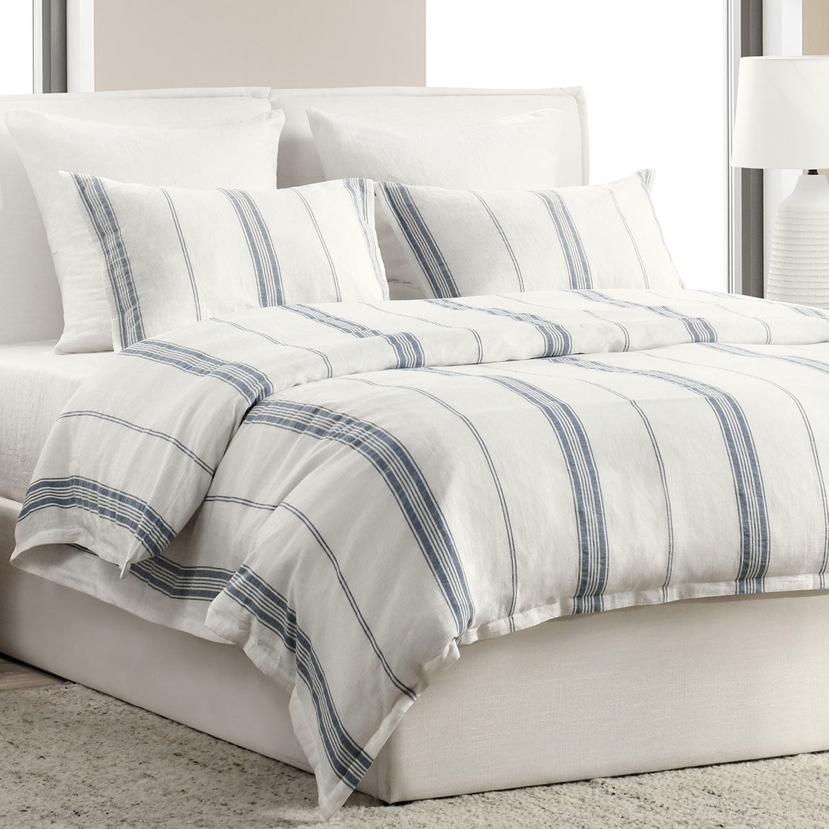 Jayson Blue Stripe Linen Cashmere Duvet Collection by Classic Home at Eve Furniture