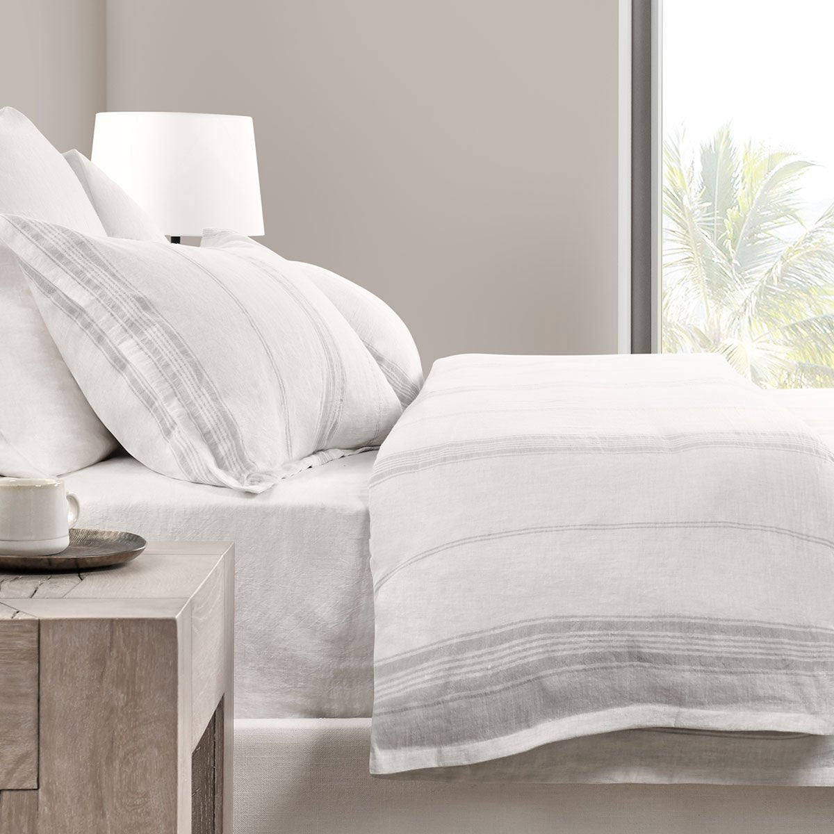 Jayson Gray Stripe Linen Cashmere Duvet Collection by Classic Home at Eve Furniture