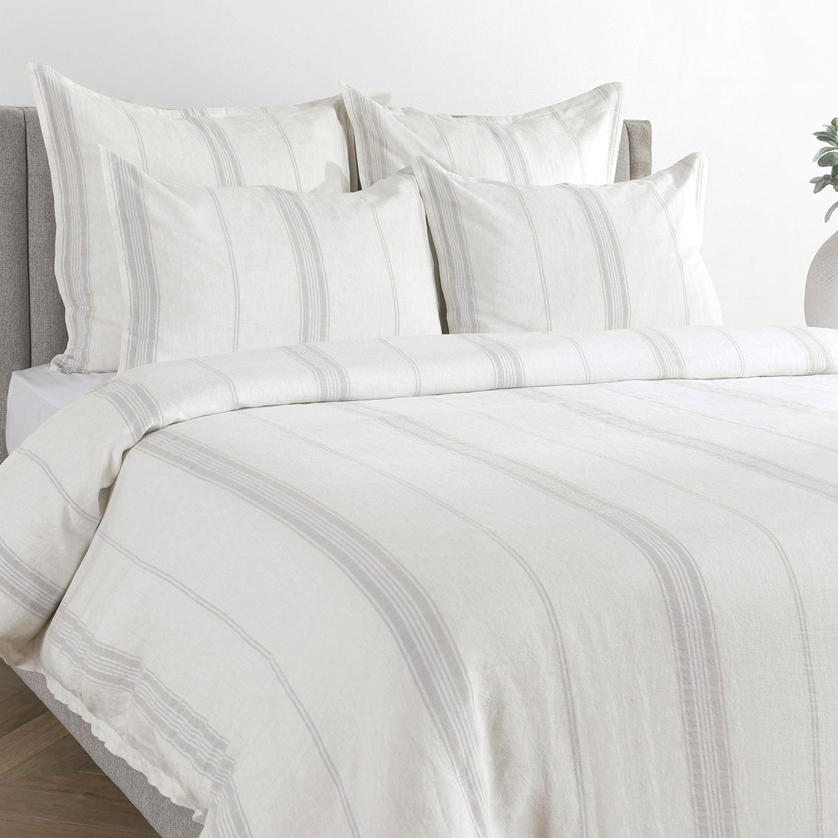 Jayson Gray Stripe Linen Cashmere Duvet Collection by Classic Home at Eve Furniture