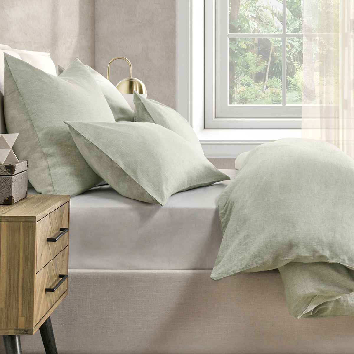 Jayson Sagebrush Linen Cashmere Duvet Collection by Classic Home at Eve Furniture