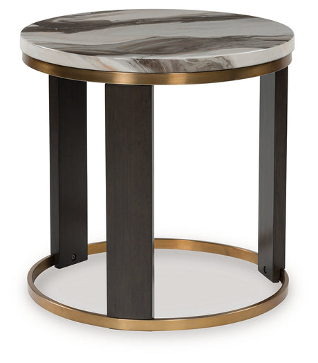 Jazmore Brown/Brass Finish End Table by Ashley at Eve Furniture