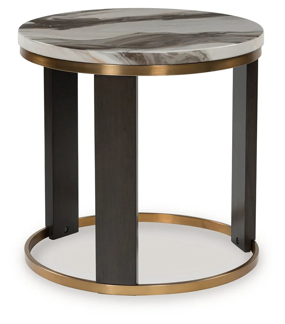 Jazmore Brown/Brass Finish End Table by Ashley at Eve Furniture