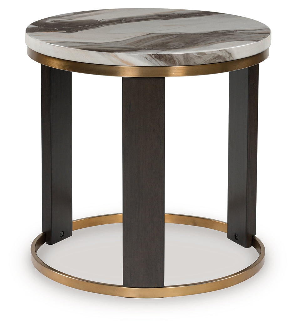 Jazmore Brown/Brass Finish End Table by Ashley at Eve Furniture