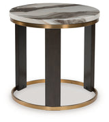 Jazmore Brown/Brass Finish End Table by Ashley at Eve Furniture