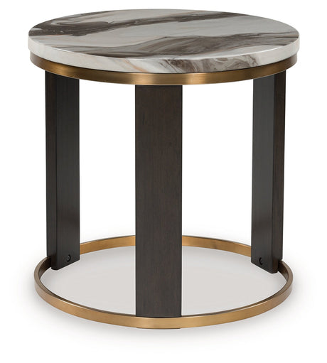 Jazmore Brown/Brass Finish End Table by Ashley at Eve Furniture