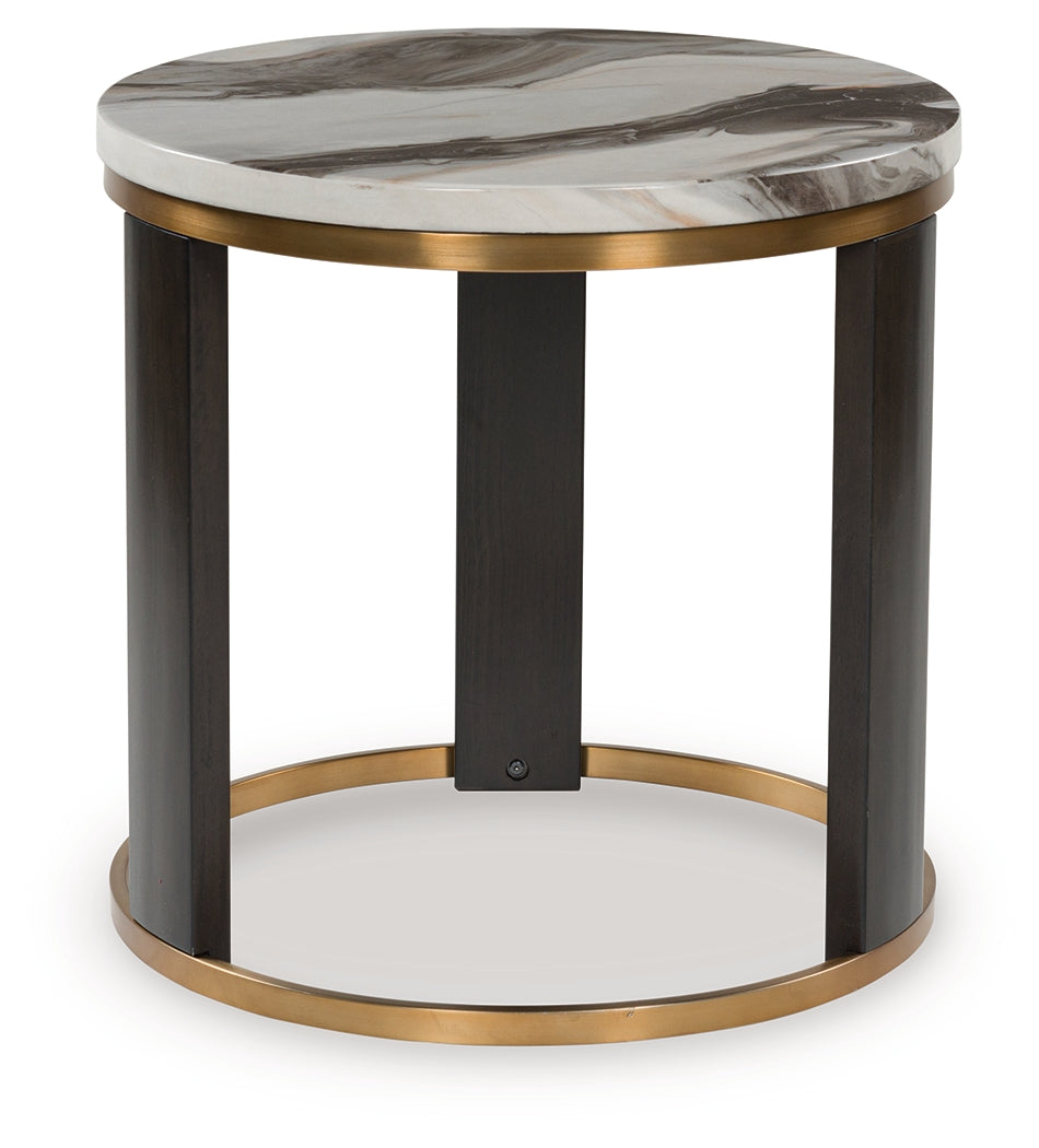 Jazmore Brown/Brass Finish End Table by Ashley at Eve Furniture