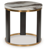 Jazmore Brown/Brass Finish End Table by Ashley at Eve Furniture