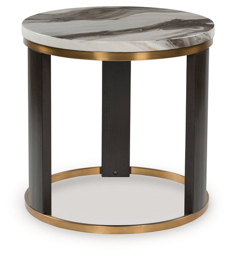 Jazmore Brown/Brass Finish End Table by Ashley at Eve Furniture