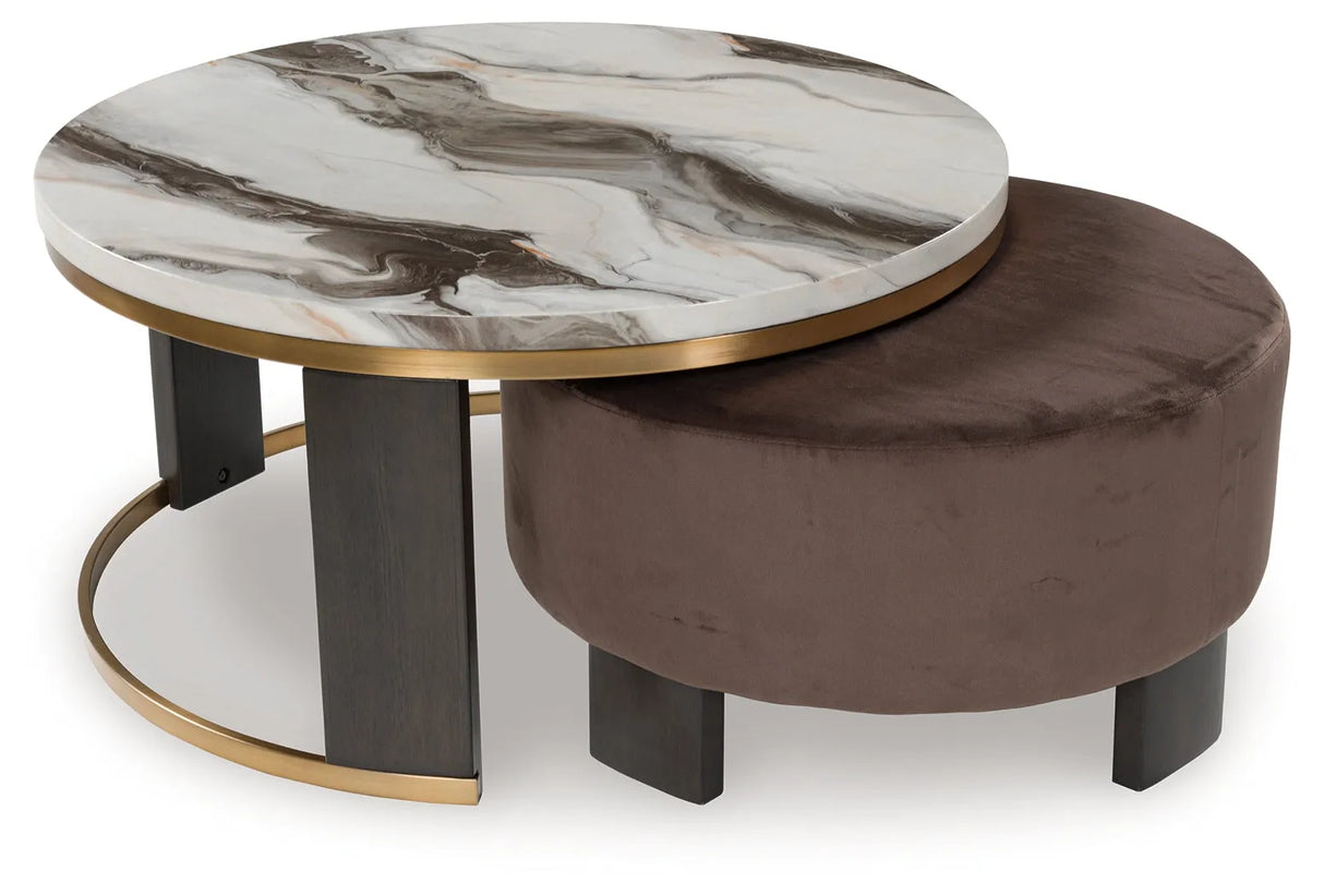 Jazmore Brown/Brass Finish Nesting Coffee Table (Set of 2) by Ashley at Eve Furniture