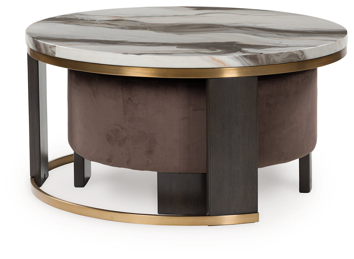 Jazmore Brown/Brass Finish Nesting Coffee Table (Set of 2) by Ashley at Eve Furniture