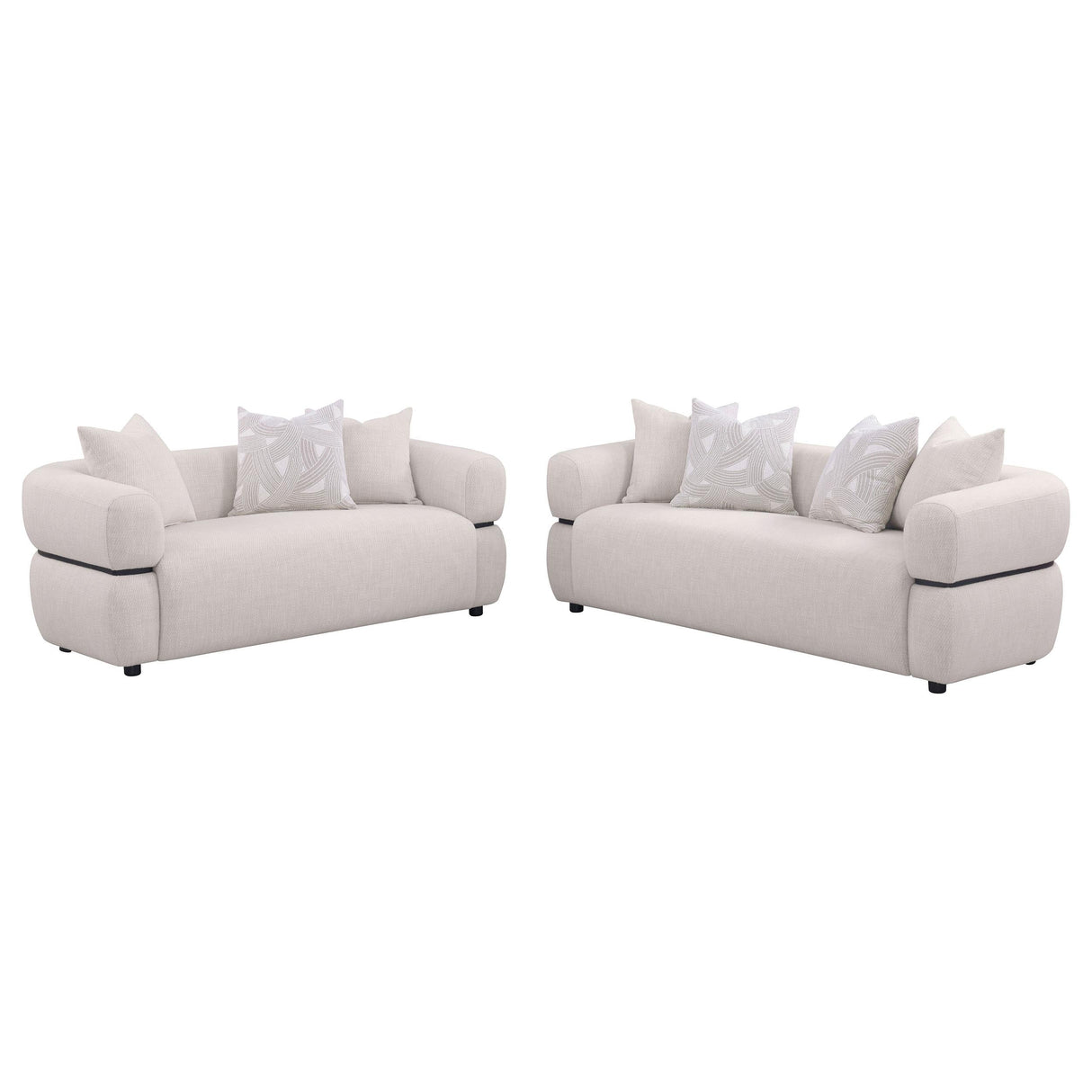 Jeanette Beige 2-Piece Fabric Upholstered Round Arm Living Room Set by Coaster at Eve Furniture