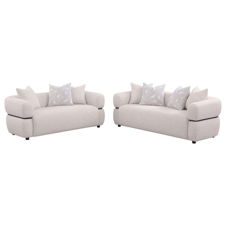 Jeanette Beige 2-Piece Fabric Upholstered Round Arm Living Room Set by Coaster at Eve Furniture