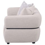 Jeanette Beige 73-inch Fabric Upholstered Round Arm Loveseat by Coaster at Eve Furniture