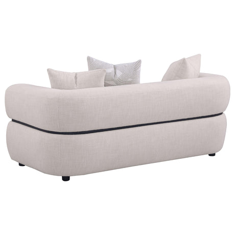 Jeanette Beige 73-inch Fabric Upholstered Round Arm Loveseat by Coaster at Eve Furniture