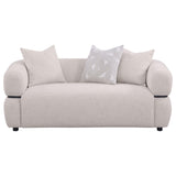 Jeanette Beige 73-inch Fabric Upholstered Round Arm Loveseat by Coaster at Eve Furniture