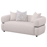 Jeanette Beige 73-inch Fabric Upholstered Round Arm Loveseat by Coaster at Eve Furniture