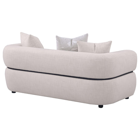 Jeanette Beige 73-inch Fabric Upholstered Round Arm Loveseat by Coaster at Eve Furniture