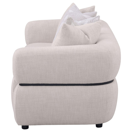 Jeanette Beige 84-inch Fabric Upholstered Round Arm Sofa by Coaster at Eve Furniture