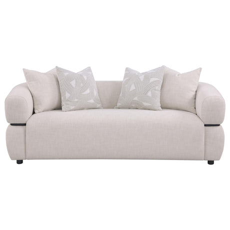 Jeanette Beige 84-inch Fabric Upholstered Round Arm Sofa by Coaster at Eve Furniture
