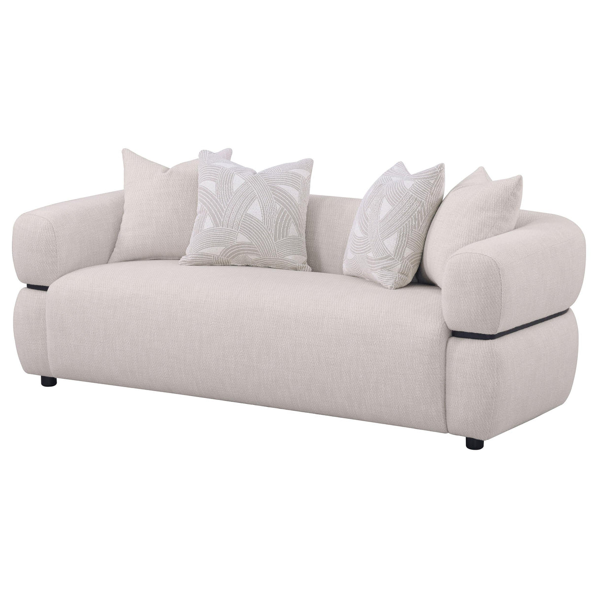 Jeanette Beige 84-inch Fabric Upholstered Round Arm Sofa by Coaster at Eve Furniture