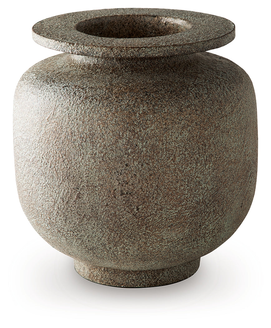 Jedwick Gray/Brown Vase by Ashley at Eve Furniture