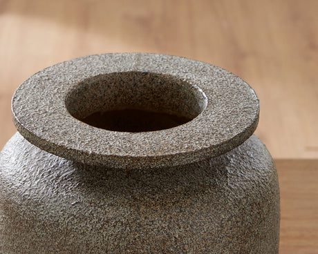 Jedwick Gray/Brown Vase by Ashley at Eve Furniture