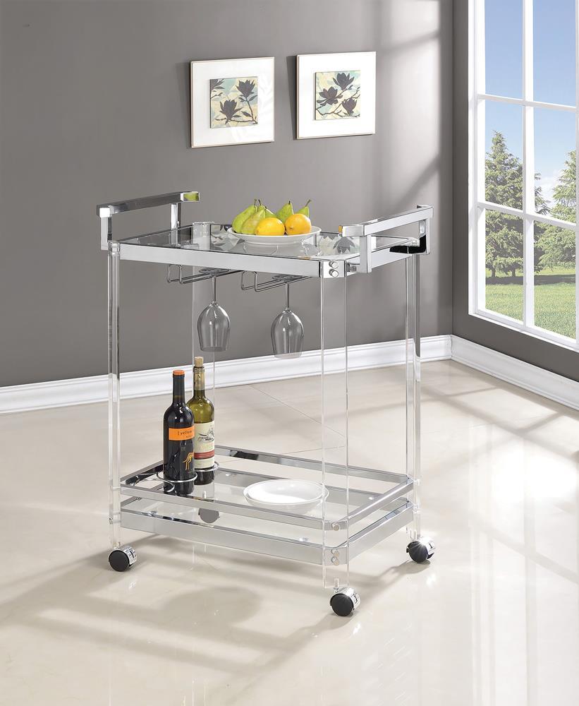 Jefferson Clear 2-Tier Glass Serving Cart by Coaster at Eve Furniture