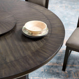 Jeffries Expresso Round Dining Table with Lazy Susan by Crown Mark at Eve Furniture