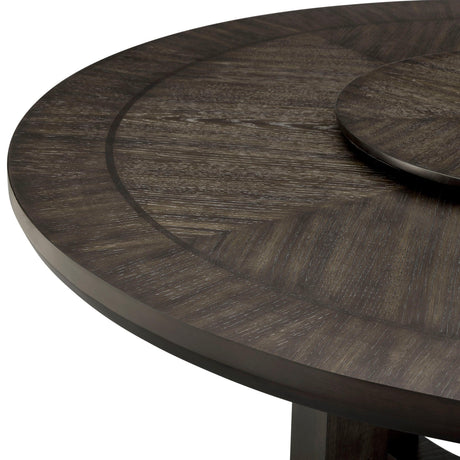 Jeffries Expresso Round Dining Table with Lazy Susan by Crown Mark at Eve Furniture