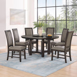 Jeffries Expresso Round Dining Table with Lazy Susan by Crown Mark at Eve Furniture